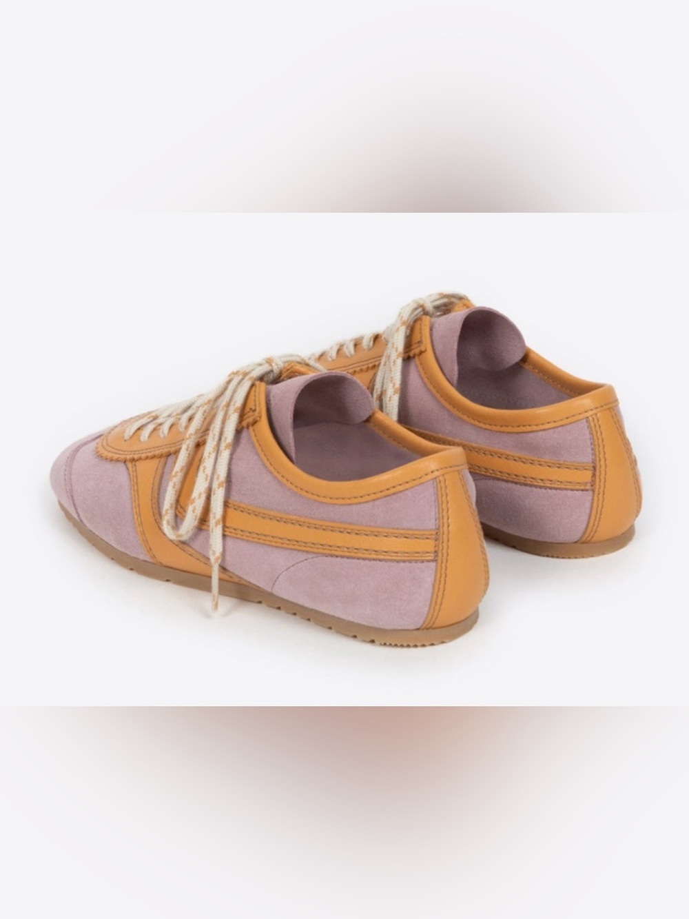 Dries Van Noten Leather-trimmed Suede Blush Yellow Low Top Sneakers 37 NWT - Picture 3 of 12